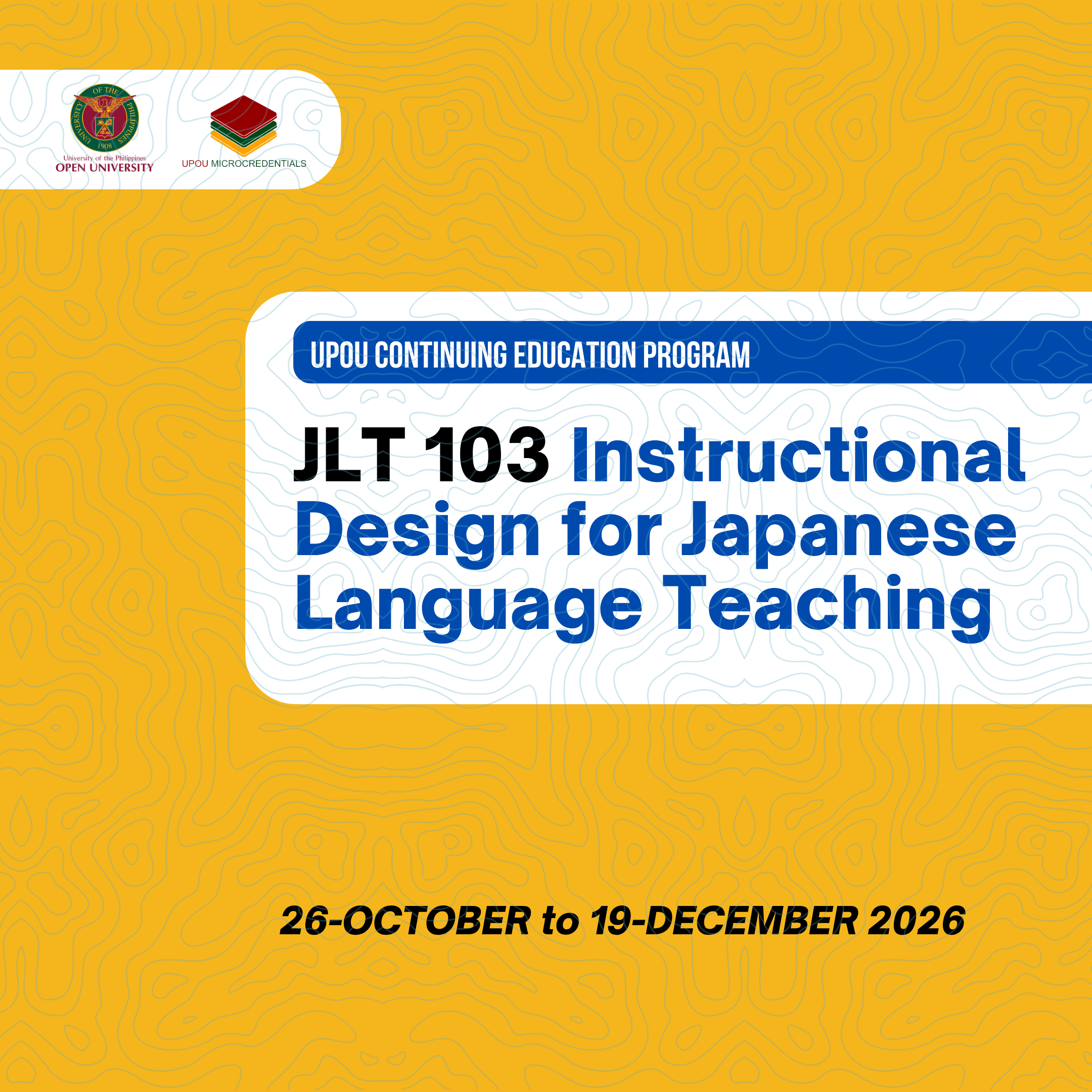 JLT 103 Instructional Design for Japanese Language Teaching
